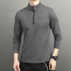Men's Casual Polo Long Sleeve Half-Zip Sweatshirt