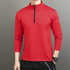 Men's Casual Polo Long Sleeve Half-Zip Sweatshirt