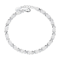 S925 Silver Creative Heart-to-Heart XO Bracelet