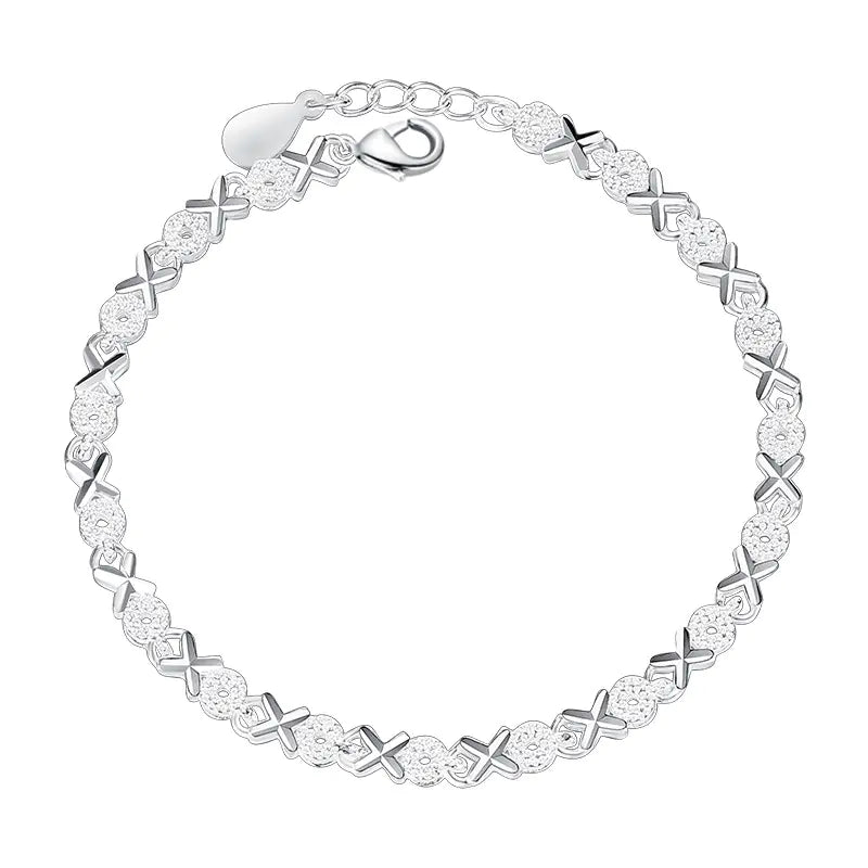 S925 Silver Creative Heart-to-Heart XO Bracelet