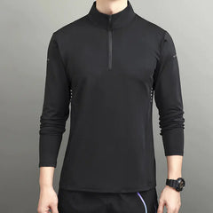 Men's Casual Polo Long Sleeve Half-Zip Sweatshirt