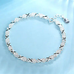 S925 Silver Creative Heart-to-Heart XO Bracelet
