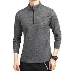 Men's Casual Polo Long Sleeve Half-Zip Sweatshirt