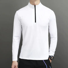 Men's Casual Polo Long Sleeve Half-Zip Sweatshirt